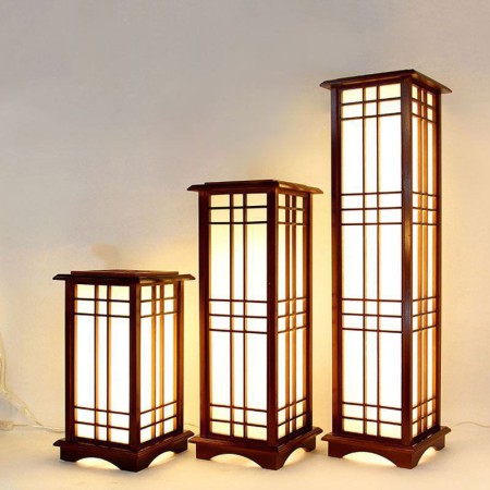 Bedroom Study Floor Standing Lighting Classical Lantern Wooden Large Floor Lamp