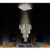 For Duplex Stairs, Modern Square Crystal Chandelier Contemporary Elegant Ceiling Light Fixture