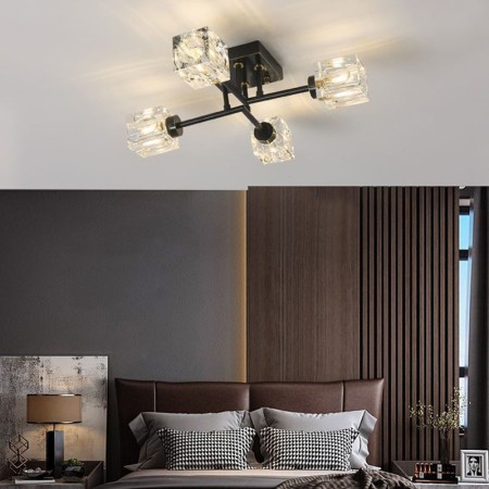 Crystal LED Ceiling Light For Living Room Bedroom Copper Ceiling Lamp