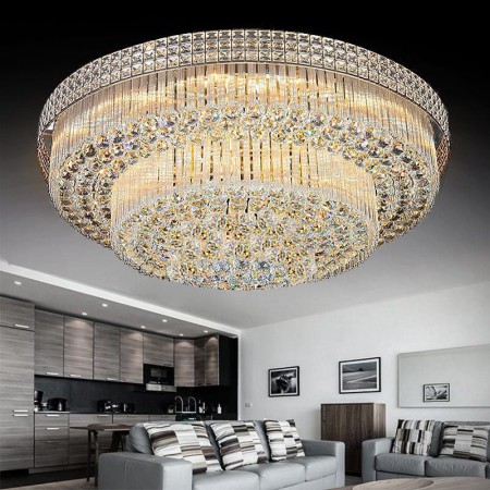 Round LED Flush Mounted Bedroom Dining Room Modern LED Crystal Chandelier