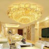 Elegant Round Crystal Flush Mounted Chandelier Flower Shaped Living Room Hotel Lobby