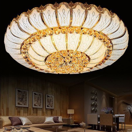 Round Bedroom Living Room Contemporary Simple LED Flush Mount Crystal Ceiling Light