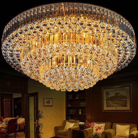 Living Room Dining Room LED Flush Mount Crystal Ceiling Light European Round Lighting