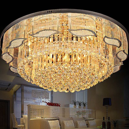 Dining Room Living Room Crystal Ceiling Light Contemporary Simple Round Flush Mount Light Fixture
