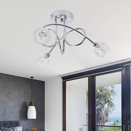 Bedroom Living Room Minimalist Glass Flush Mount 3 Light Ceiling Light