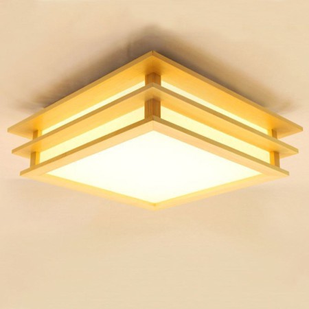 Wooden Ceiling Light Living Room Bedroom Study Lighting Nordic Cuboid LED Ceiling Light