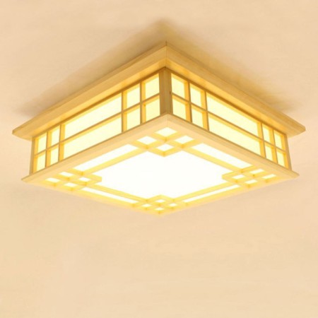 Pinus Wooden Ceiling Light Living Room Bedroom Study Lighting LED Ceiling Light