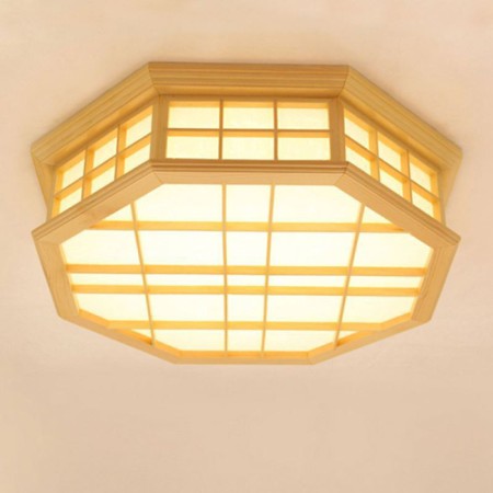 Modern Wooden LED Ceiling Light Creative Bedroom Lighting Octagon Ceiling Light