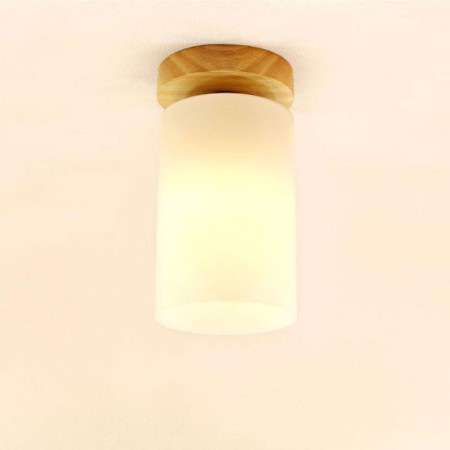 Round Wooden LED Ceiling Light Living Room Bedroom Balcony Aisle Lighting Nordic Cylinder Ceiling Light