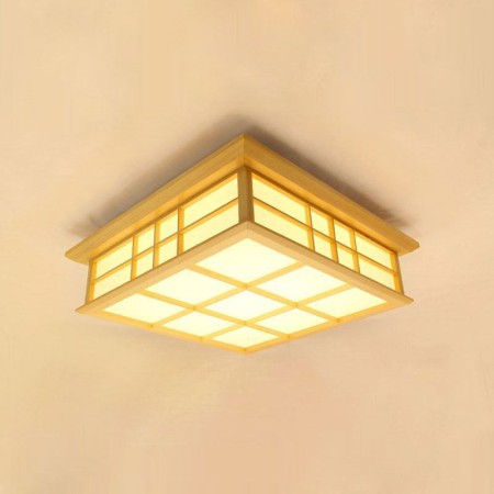 Ceiling Light Living Room Bedroom Study Lighting Wooden Check LED Ceiling Light