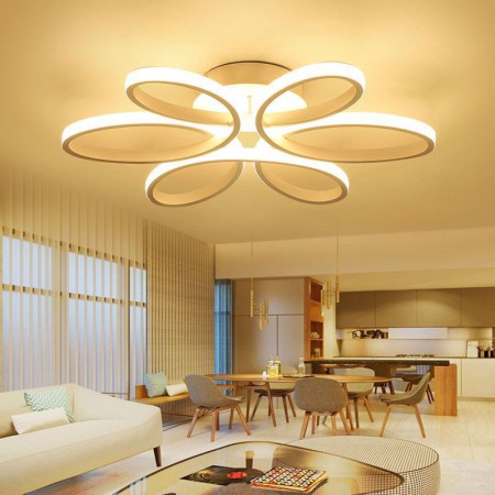 LED Flush Mount Flower Light With Remote Control LED Ceiling Light Living Room Dining Room