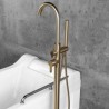 Golden Stainless Steel Double Handles Floor Standing Bathtub Faucet Tub Tap