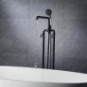 Black Floor Standing Tub Filler Tap Brass Bathtub Faucet