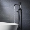 Black Floor Standing Tub Filler Tap Brass Bathtub Faucet