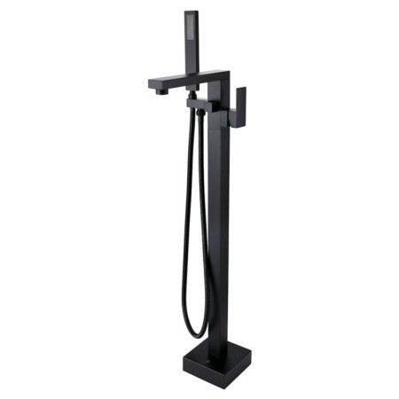 Black Floor Mounted Free Standing Bathtub Faucet with Hot and Cold Water
