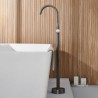 Bathroom Floor Mounted Waterfall Tub Filler with Single Handle Freestanding Bathtub Faucet