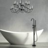 Black Floor Mounted Bathtub Faucet with Hot and Cold Water