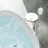 Bathroom Floor Mounted Waterfall Tub Filler With Hand Shower Set Freestanding Bathtub Faucet