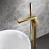 Floor Mounted Brushed Gold Bathtub Faucet With Hand Shower Tub Filler Faucet