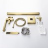 Floor Mounted Brushed Gold Bathtub Faucet With Hand Shower Tub Filler Faucet