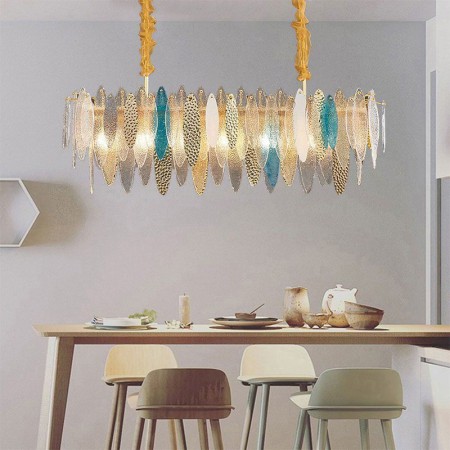 Modern Glass Ceiling Light Rectangle Glass Pendant Light Living Room Kitchen
