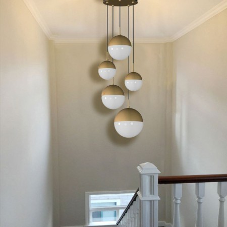 Living Room Dining Room 5-Light Glass Cluster Pendant Lamp Round Ball Pendant Light