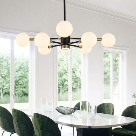 Milky White Round Lamp Chandelier Light Nordic Glass Pendant Light Living Room Lighting