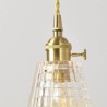 Dining Room Hallway Lighting Square Clear Ribbed Glass Pendant Light Brass Lamp With Twist Switch