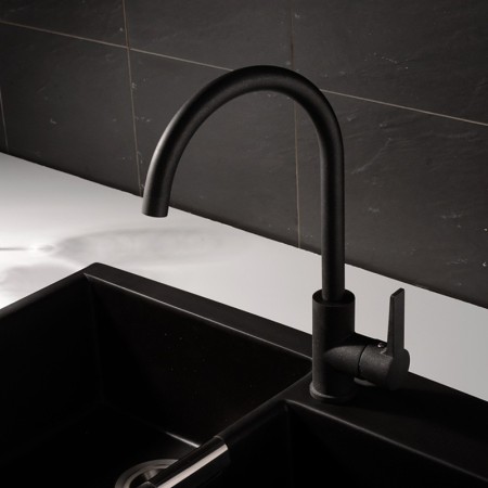 Tall Black Kitchen Sink Water Faucet with Single Handle