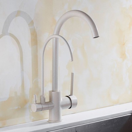 Oat Color Kitchen Faucet Modern Kitchen Tap with Double Spouts and Purification Function