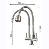 Kitchen Tap with Omni-directional Double Spouts in Stainless Steel