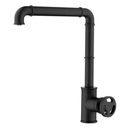 Black Kitchen Faucet with Single Handle in Industrial Style