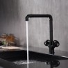 Dual Round Handles Sink Faucet in Industrial Style Black