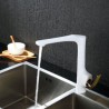 White Sink Faucet Deck Mounted Single Hole Single Handle Tap with Golden Handle