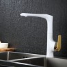White Sink Faucet Deck Mounted Single Hole Single Handle Tap with Golden Handle