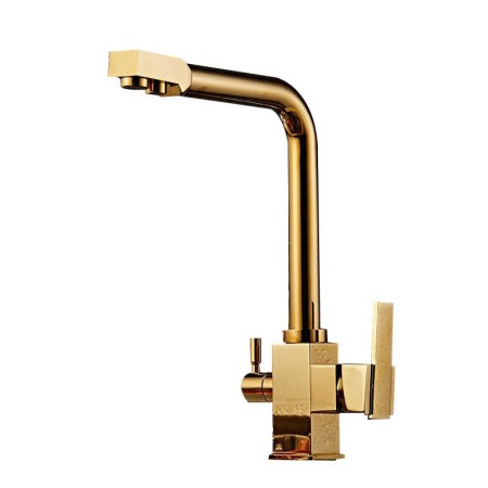 Gold Sink Tap with Water Filtering Luxury Swiveling Kitchen Faucet