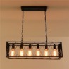 6-Light Farmhouse Hanging Light Rustic Rectangular Pendant Light For Living Room
