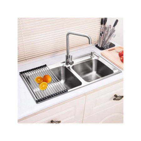 Drop-In Double Stainless Steel Kitchen Sink (Faucet Not Included)