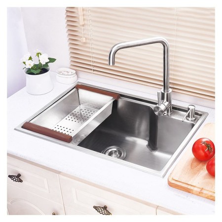 304 Stainless Steel Single Bowl Drop-In Kitchen Sink with Drainboard