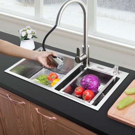 Best Thicken Stainless Steel Kitchen Sink with Drain Basket and Liquid Soap Dispenser