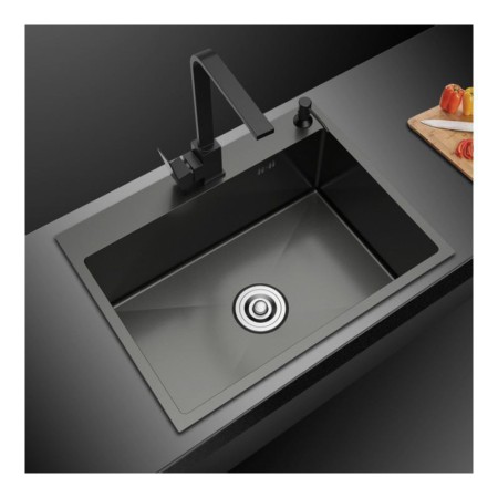 Handmade Single Bowl Thicken Sink in Black Stainless Steel